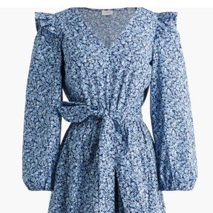 Unworn J. Crew blue floral dress with POCKETS! Perfect for fall.
